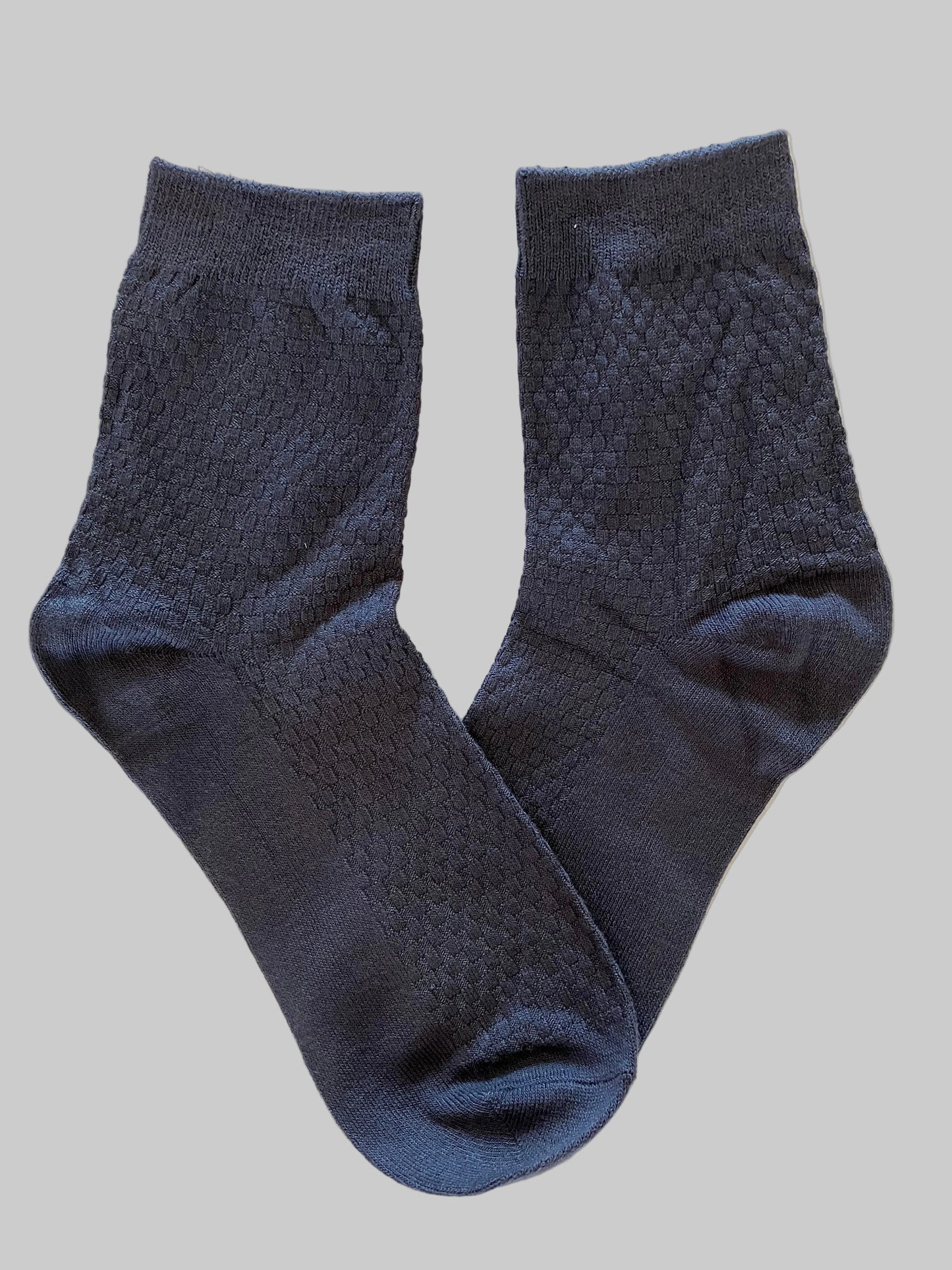 Men's Mid-Calf Crew Socks – Bamboo/Cotton Blend Waffle Knit | Iron Gray