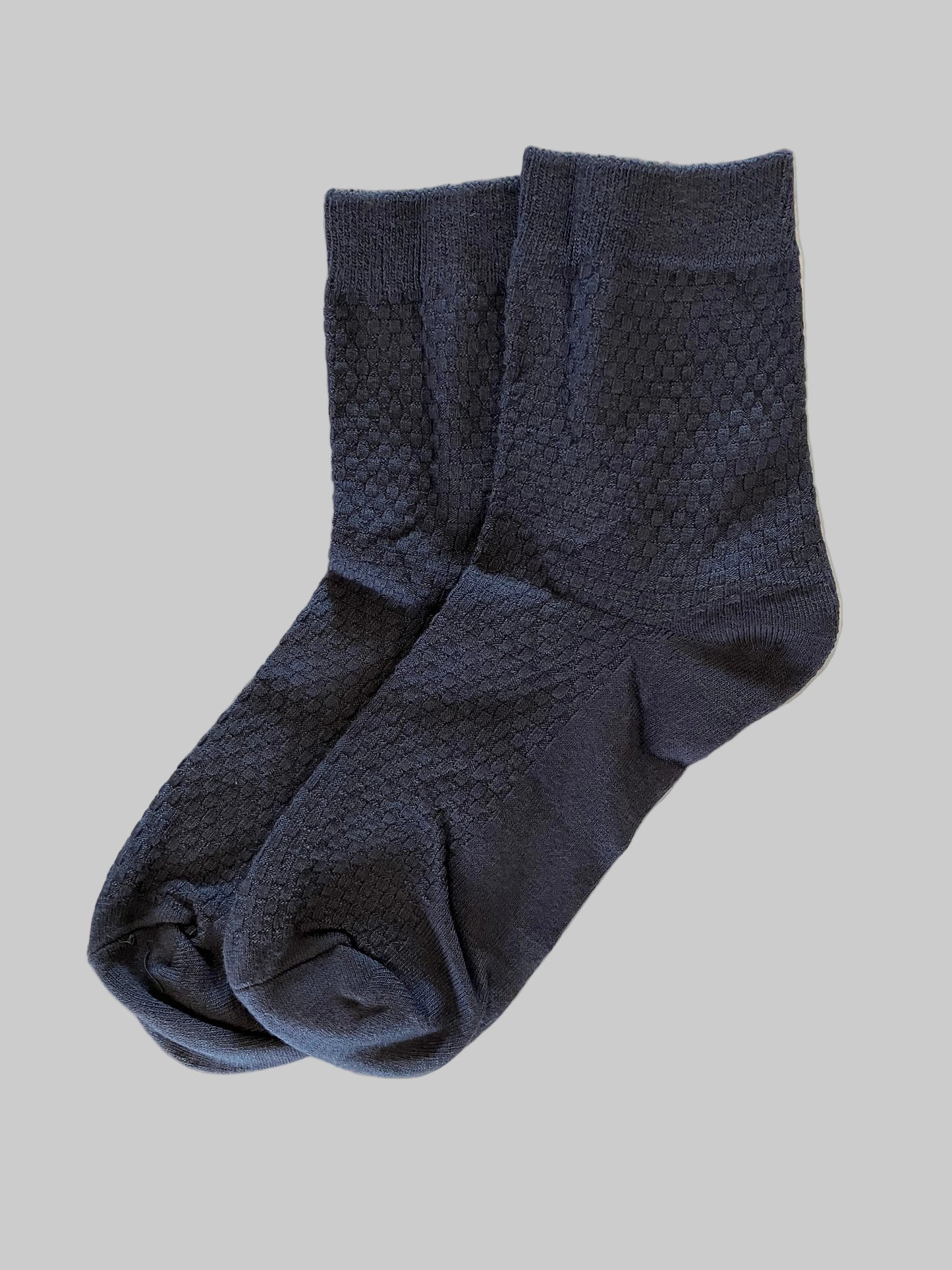 Men's Mid-Calf Crew Socks – Bamboo/Cotton Blend Waffle Knit | Iron Gray