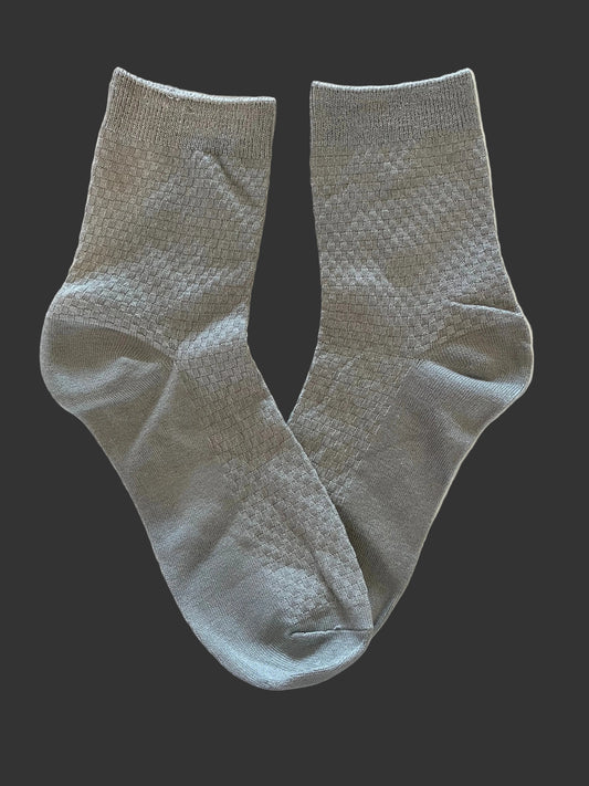 Men's Mid-Calf Crew Socks – Bamboo/Cotton Blend Waffle Knit | Light Gray