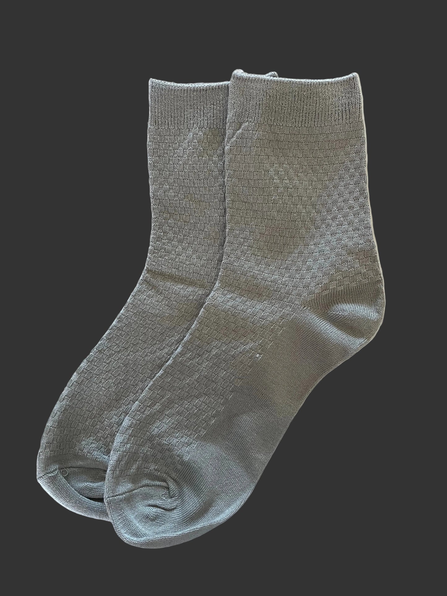 Men's Mid-Calf Crew Socks – Bamboo/Cotton Blend Waffle Knit | Light Gray