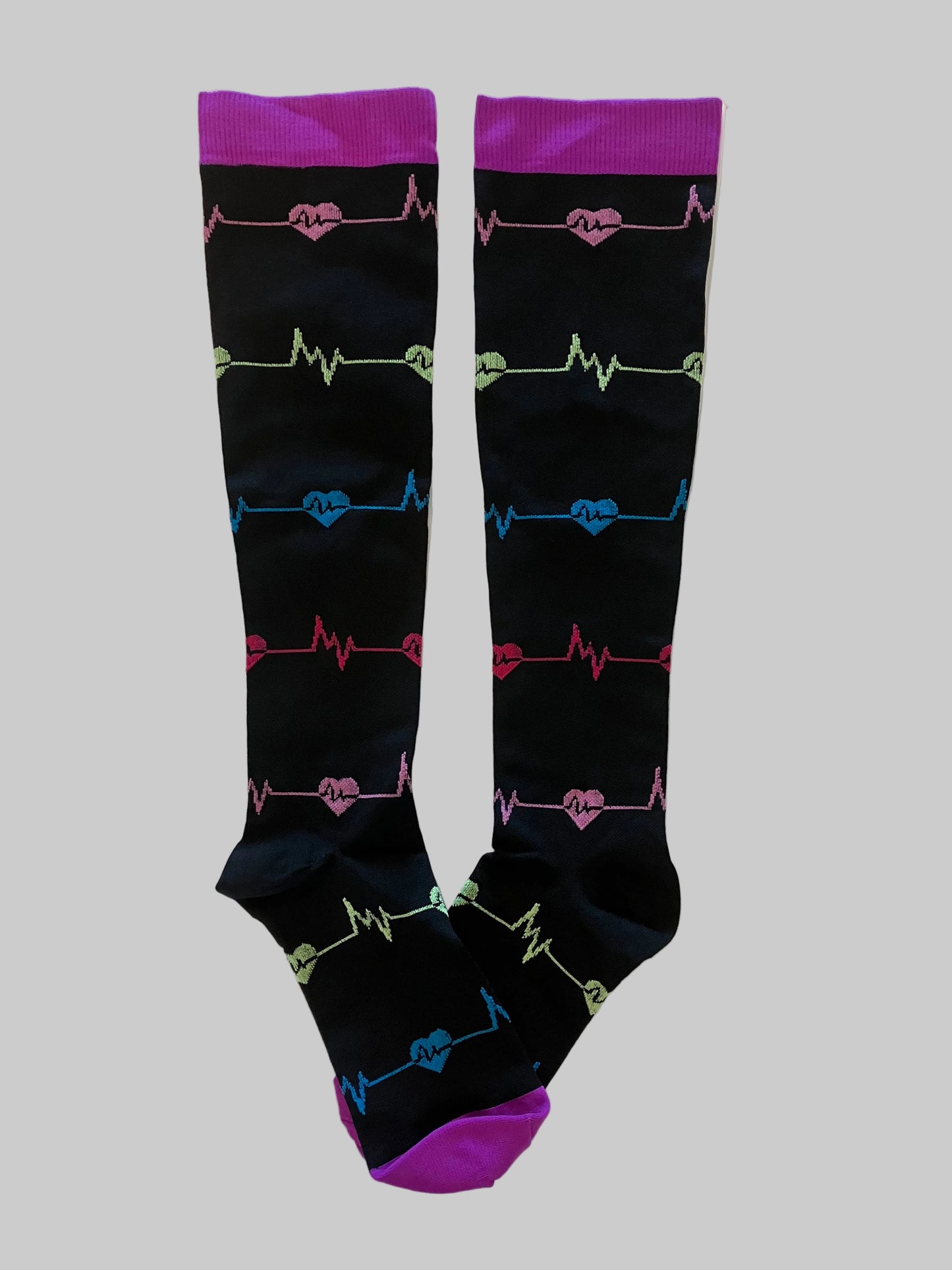 Compression Socks Nylon Blue with Heartbeat L/XL