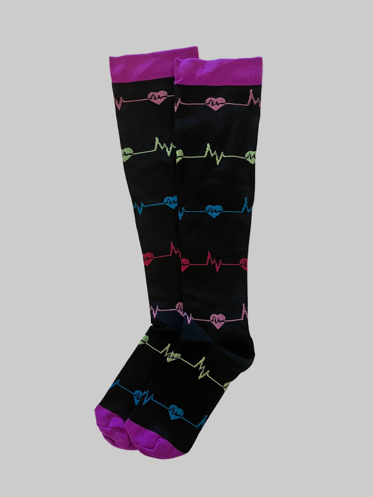 Compression Socks Nylon Blue with Heartbeat L/XL