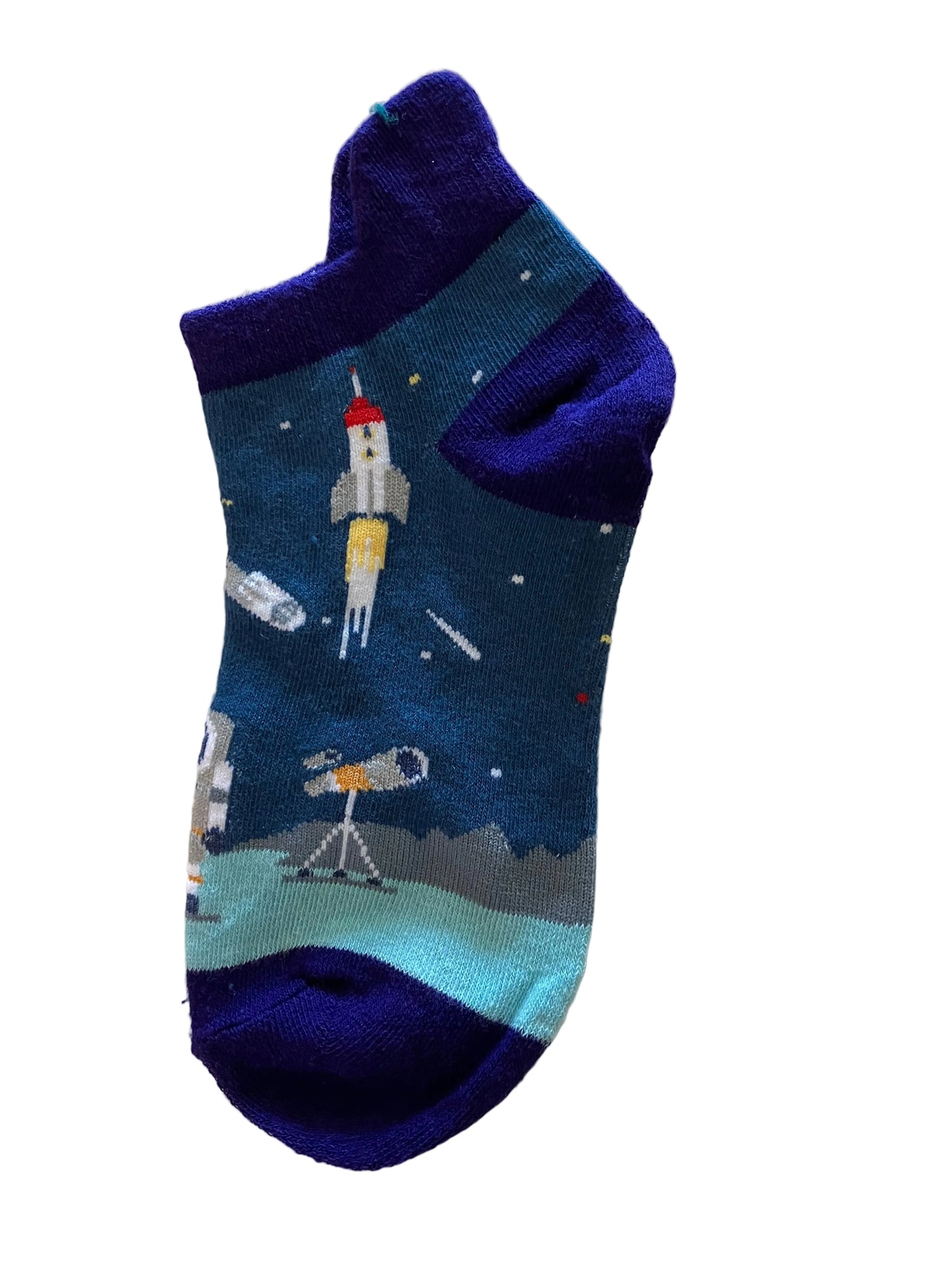 Boys' Ankle Socks – Space Theme Dark Blue Accent