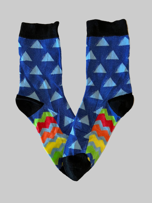 Men's Black/Blue Triangle Novelty Sock - Shoe Size 7-11